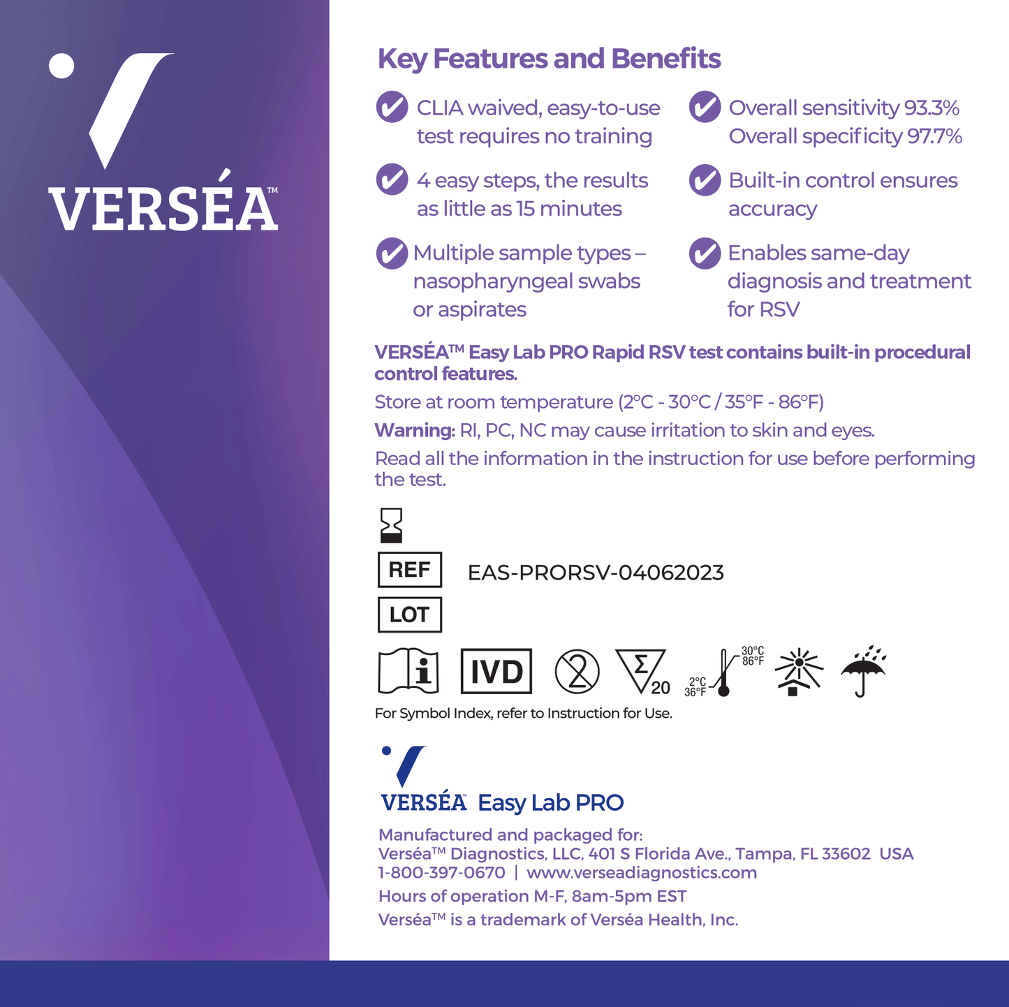 Verséa™ Easy Lab PRO RSV tests - Verséa Diagnostics